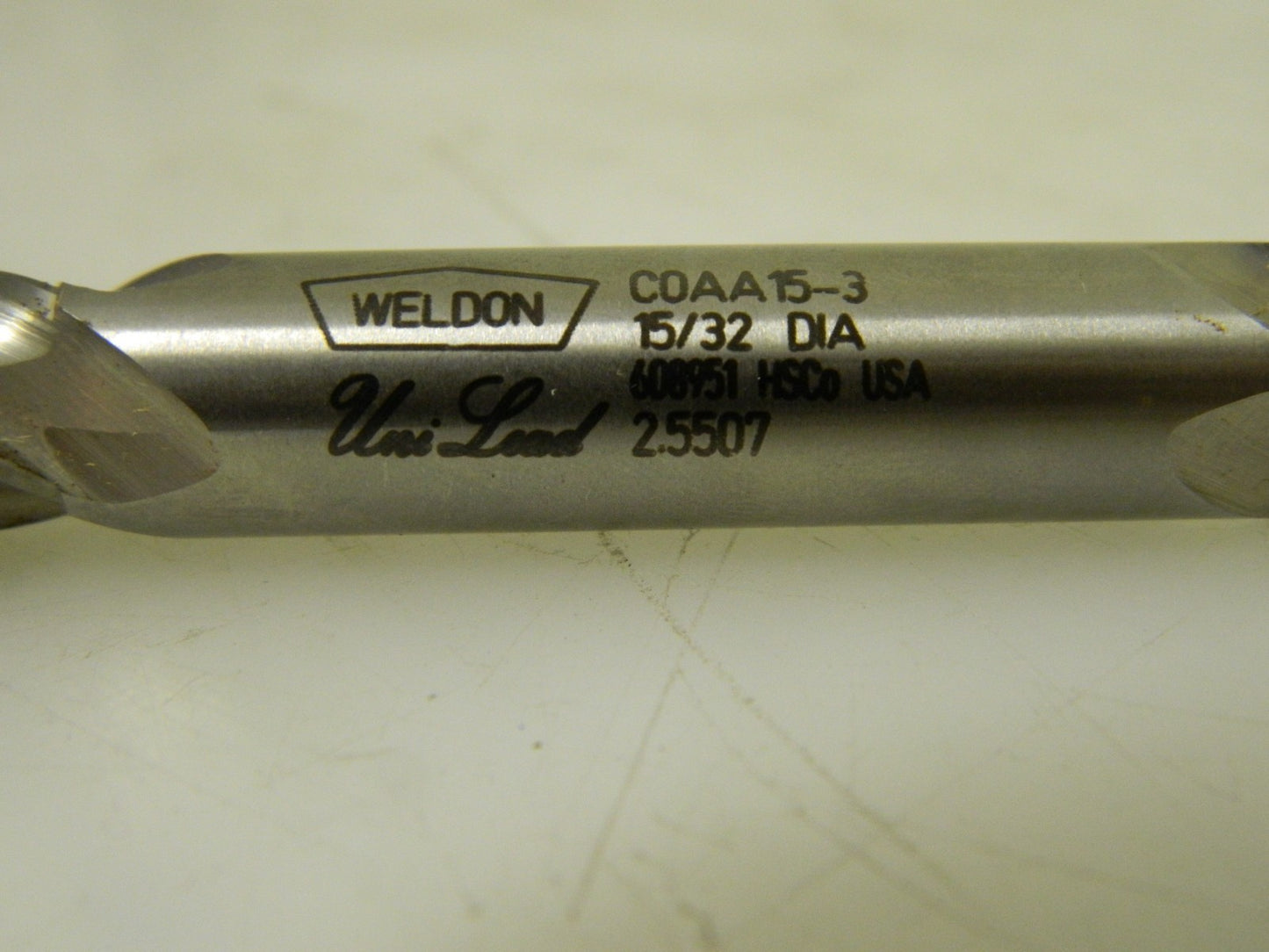 Weldon Double End Square End Mill 15/32" x 1" x 4-1/8" 4FL Cobalt COAA15-3