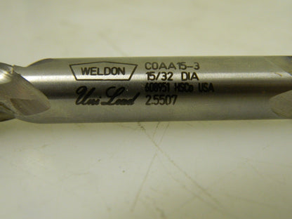 Weldon Double End Square End Mill 15/32" x 1" x 4-1/8" 4FL Cobalt COAA15-3