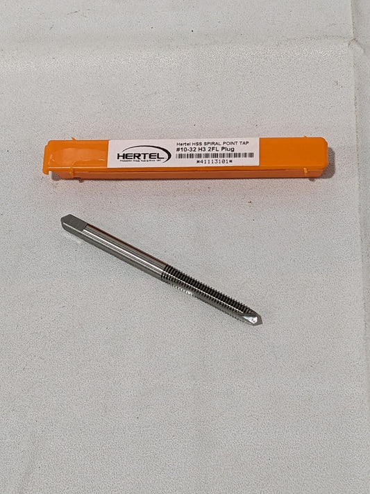 HERTEL Spiral Point Tap: #10-32 UNF, 2 Flutes, Plug Chamfer 41113101