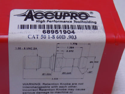 Accupro CAT50 High Torque Retention Knob 0.9030" Dia1-8 Thread StyleC 68951