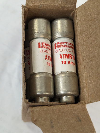 FERRAZ SHAWMUT 10pk Cylindrical Fast-Acting Fuse: CC, 10 A, 10.3 mm Dia ATMR10