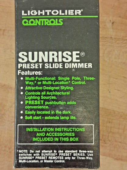 Lightolier Controls Sunrise Preset Slide Dimmer ZP600F-ADV-W