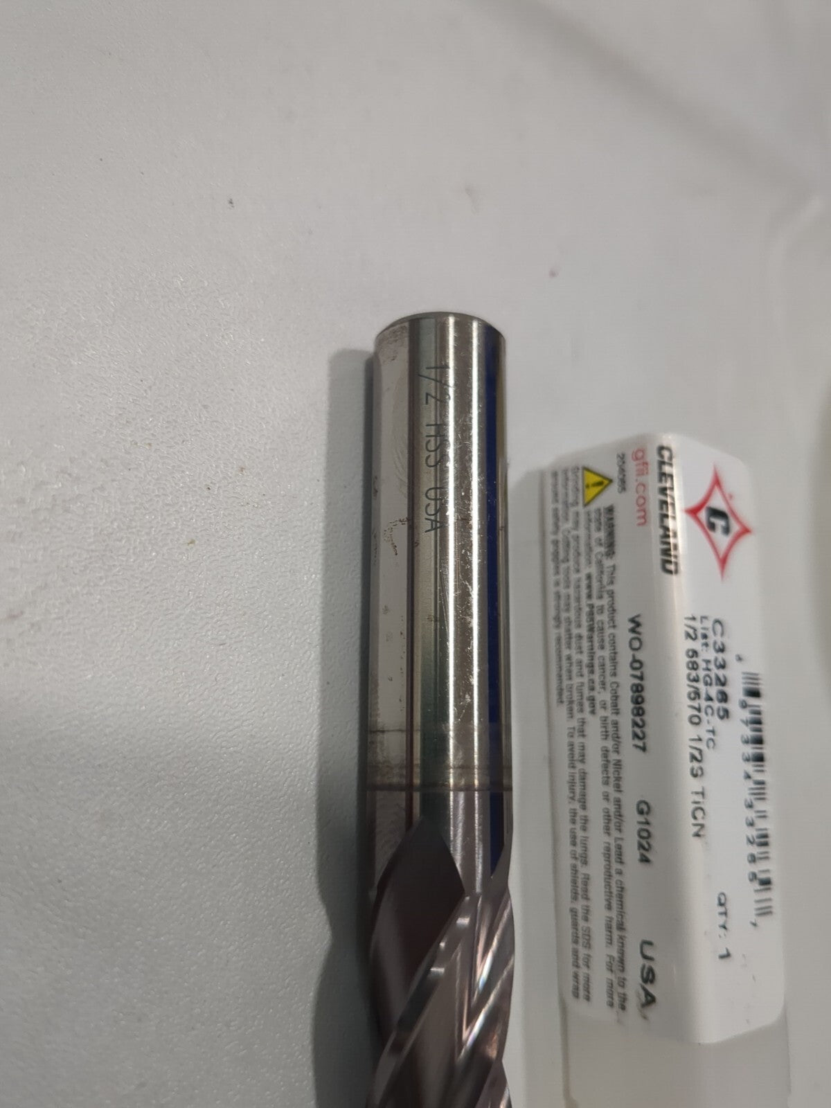CLEVELAND Square End Mill: 1/2" Dia, 1-1/4" LOC, 4 Fl HSS C33265