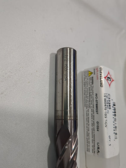 CLEVELAND Square End Mill: 1/2" Dia, 1-1/4" LOC, 4 Fl HSS C33265