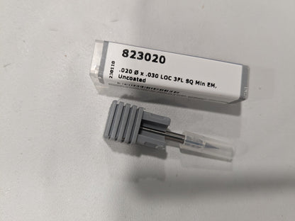 HARVEY TOOL Square End Mill: 0.50 mm Dia, 3 Flute, Solid Carbide 823020