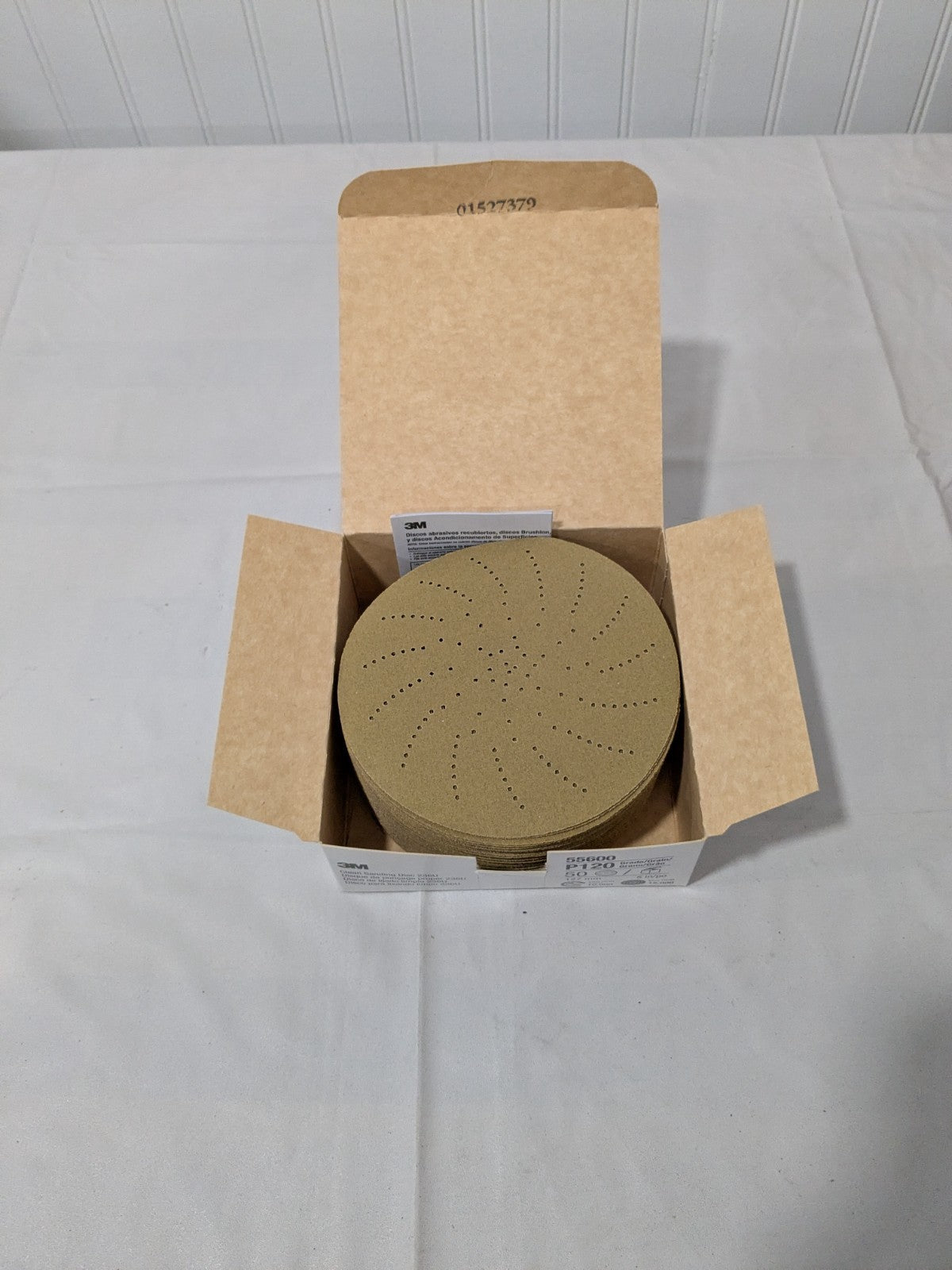 (50) 3M Hook & Loop Disc: 5" Dia, 120 Grit, Coated, Aluminum Oxide 7010029928