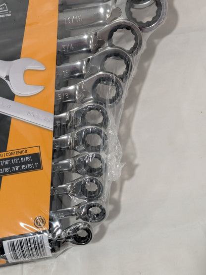 GEARWRENCH Combination Wrench Set: 13 Pc, 5/16 to 1" Wrench, 15º Angle 9509N