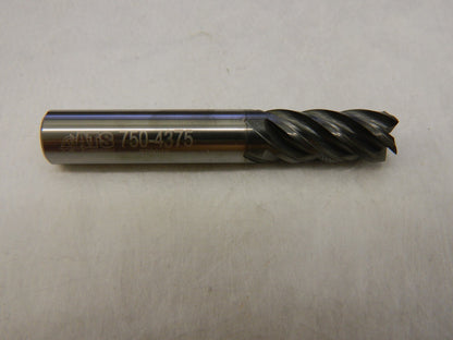AMERICAN TOOL SERVICE Square End Mill: 7/16'' 5 Fl Solid Carbide 750-4