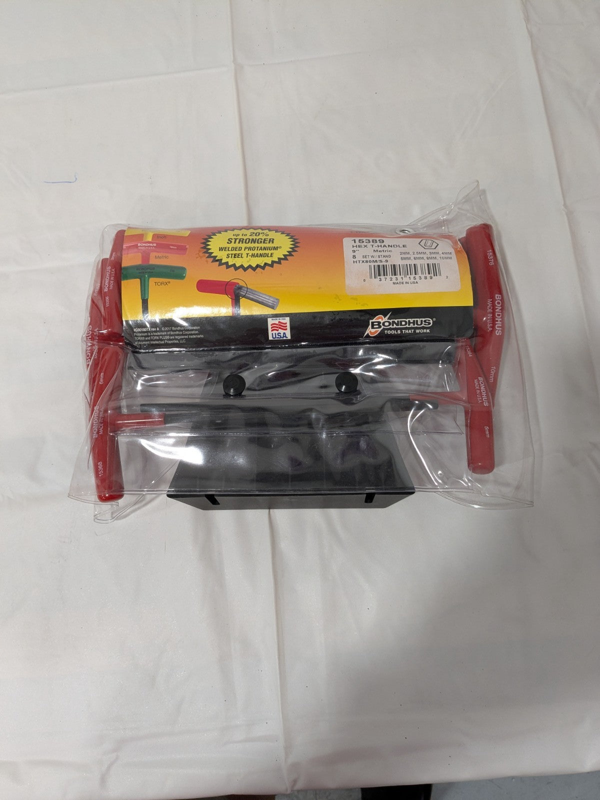 BONDHUS T-Handle Cushion Grip Hex Key Set 8 Piece 15389