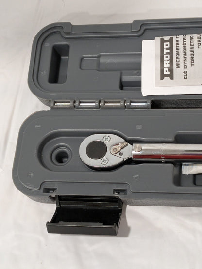 Proto Micrometer Torque Wrench: 1/2" Drive, Foot Pound J6008C