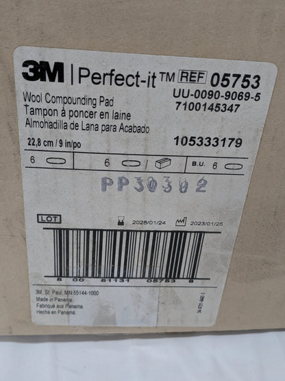 3M 9" Dia Wool Buffing & Backing Pad Box of 6 7100145347