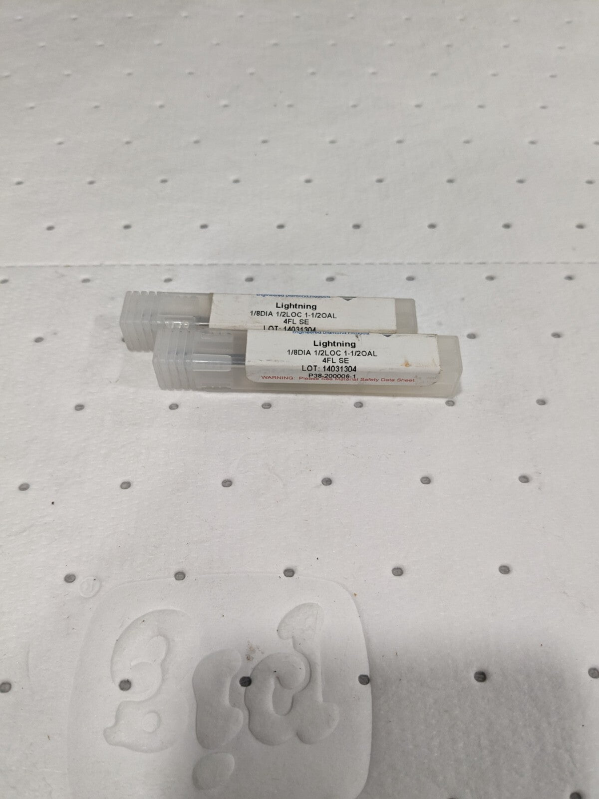 Lightning Tools End Mill 1/8" Cut Dia, 1/2 LOC, 1-1/2" OAL Qty 2 P38-2