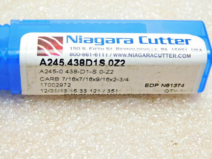 Niagara Cutter ELITE High Performance Carbide End Mill 7/16" Dia 2FL 45º N6