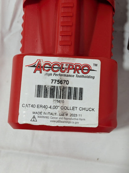 ACCUPRO Collet Chuck: 0.1180 to 1.1810" Capacity, ER40 Collet 775670