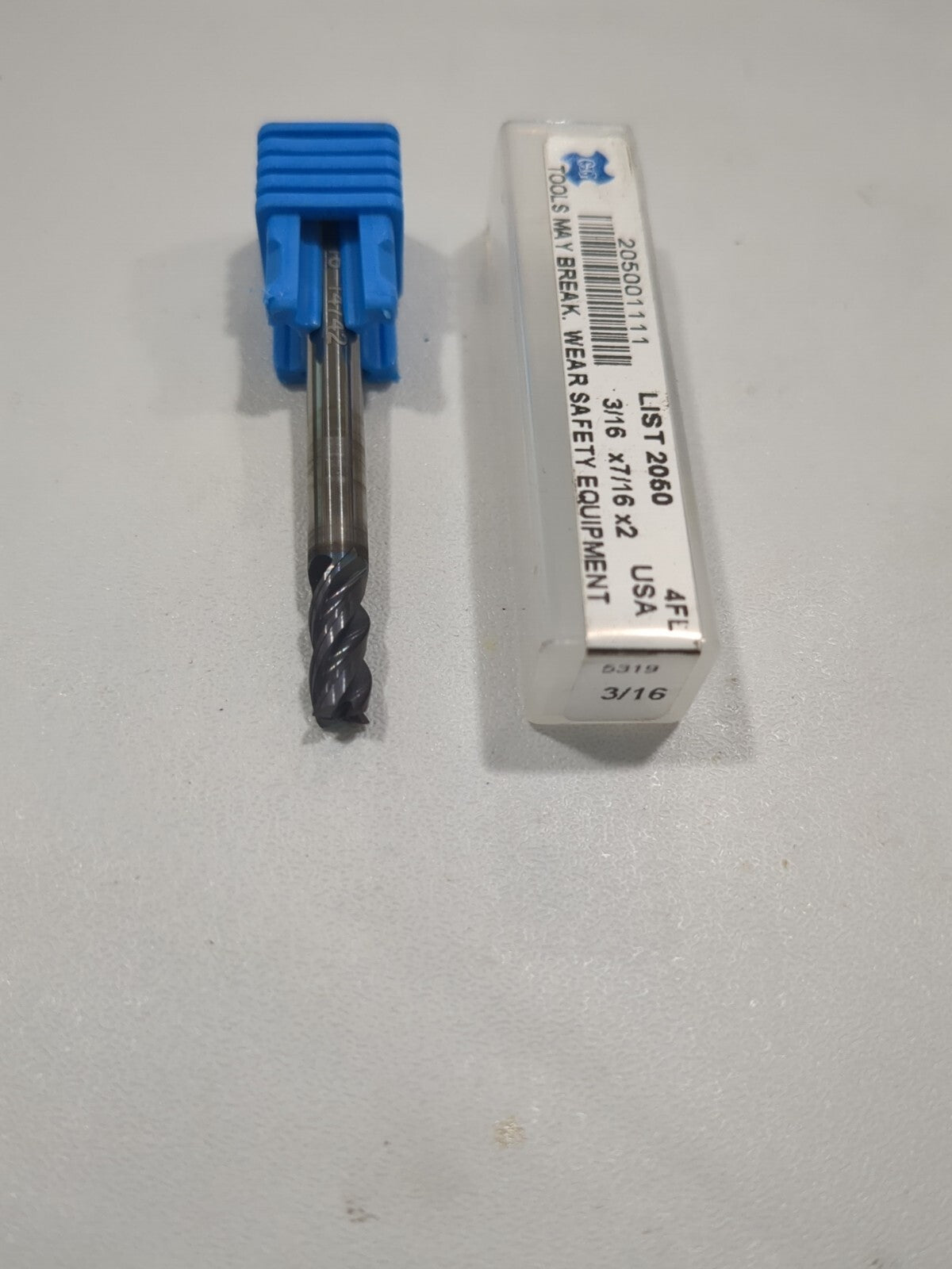OSG Square End Mill: 3/16″ Dia, 7/16″ LOC, 4 Flute, Solid Carbide 205001111