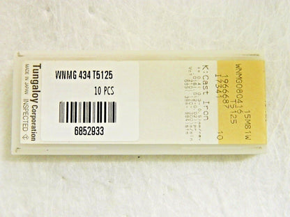 Tungaloy Carbide Turning Inserts WNMG 434 Grade T5125 Qty 10 6852933