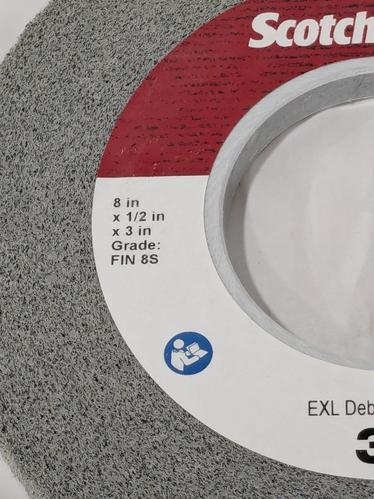 3M Deburring Wheel: 8" Dia, 1/2" Face Width, 3" Hole, 8 Density 7000046065