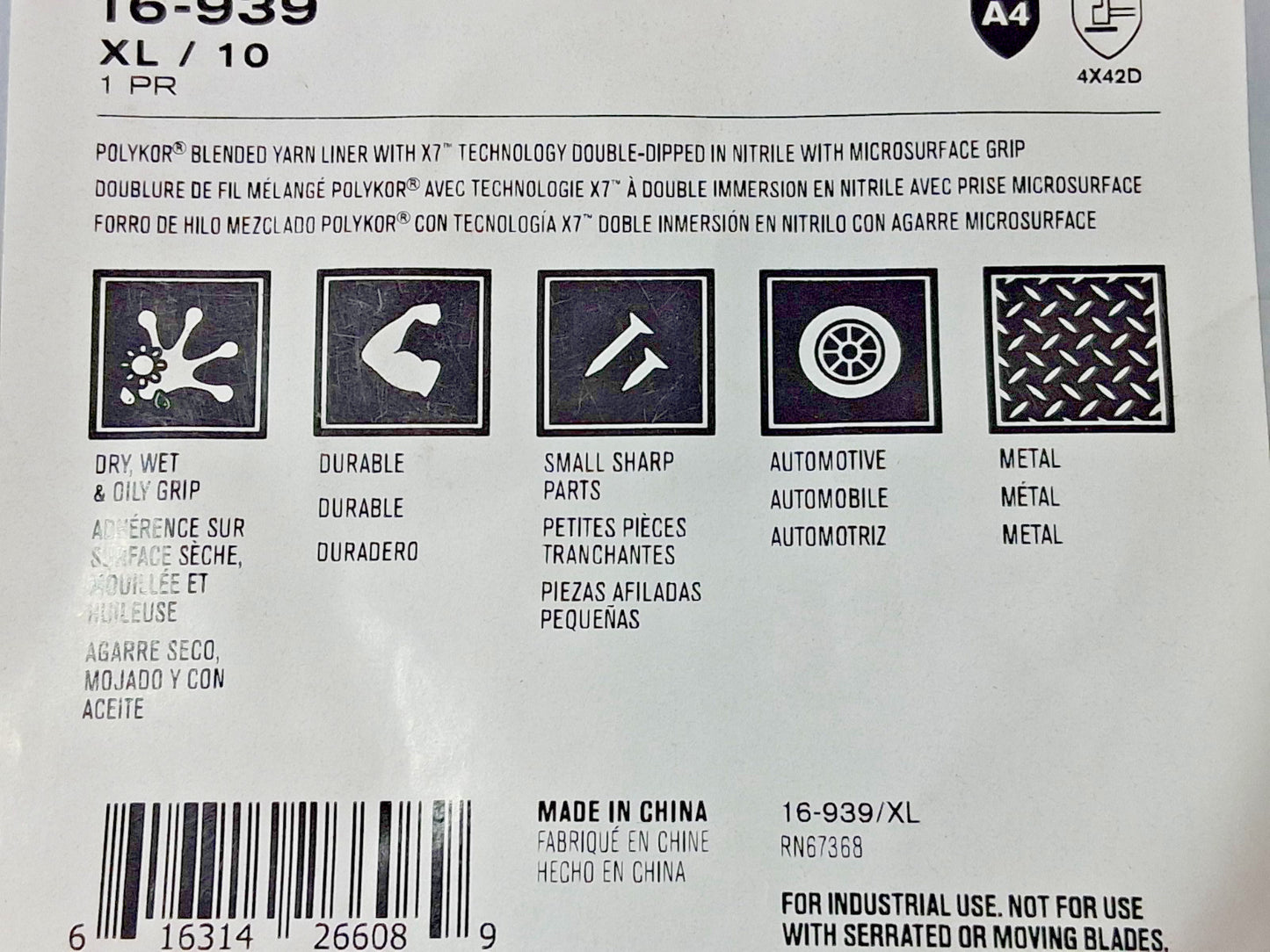 PIP Cut Puncture & Abrasion-Resistant Gloves 2PK Size XL 16-939/XL