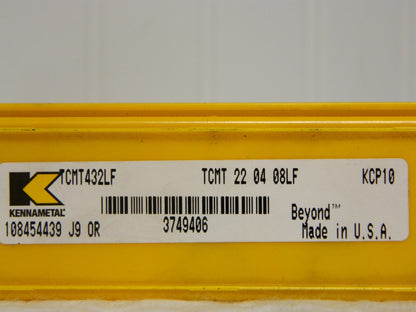 Kennametal Carbide Insert TCMT220408LF KCP10 QTY 3 3749406