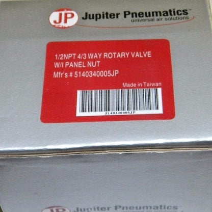 Jupiter Pneumatics 1/2" NPT 4/3 Way Rotary Valve  W/I Panel Nut 5140340005J