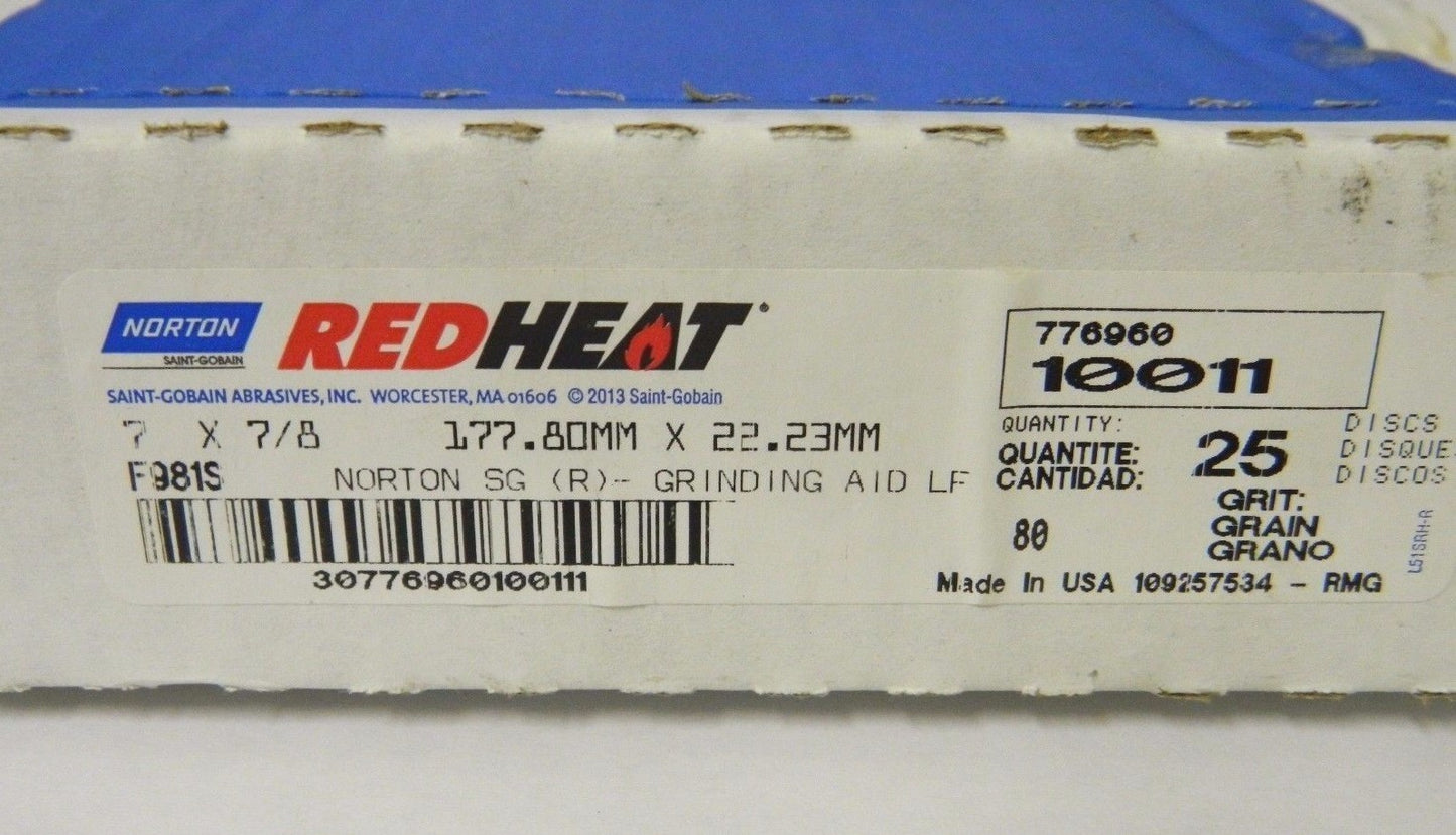 Norton Fiber Discs Red Heat Plus F981S 7" x 7/8" 80 Grit Qty 25 776960