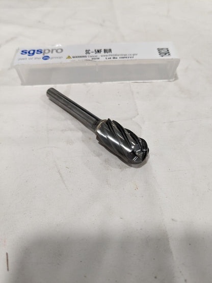 SGS PRO Abrasive Bur: SC-5NF, 1/2" Cut Dia, Ball Nose Cylinder 19028