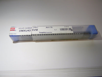 Tungaloy 7/16" Solid Carbide Drill 2 Flute DMXU4375VM Grade AH170 06803103