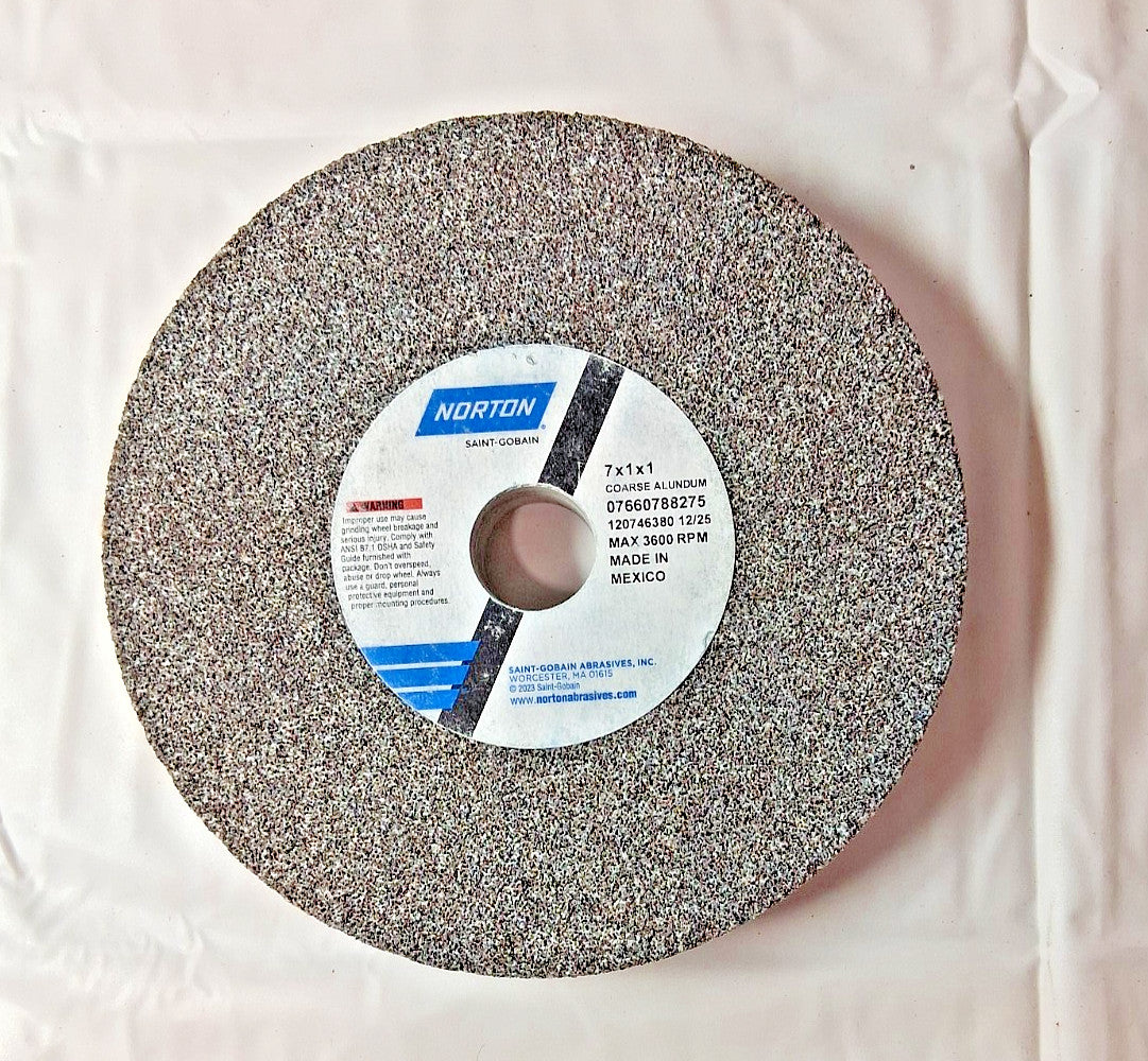 Norton Aluminum Oxide Bench Grinding Wheel 7x1x1 In 36 Grit Coarse 88275
