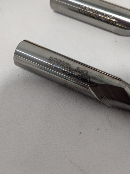 (2) Hertel Square End Mill: 3/8" Dia, 1" LOC, 2 Flute, Solid Carbide 88247838
