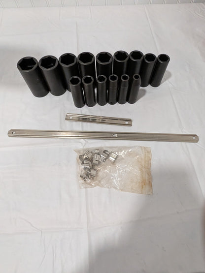 Proto Socket Set: Deep Impact, 15 Pc, 1/2" Drive, 3/8 to 1-1/4" J74114