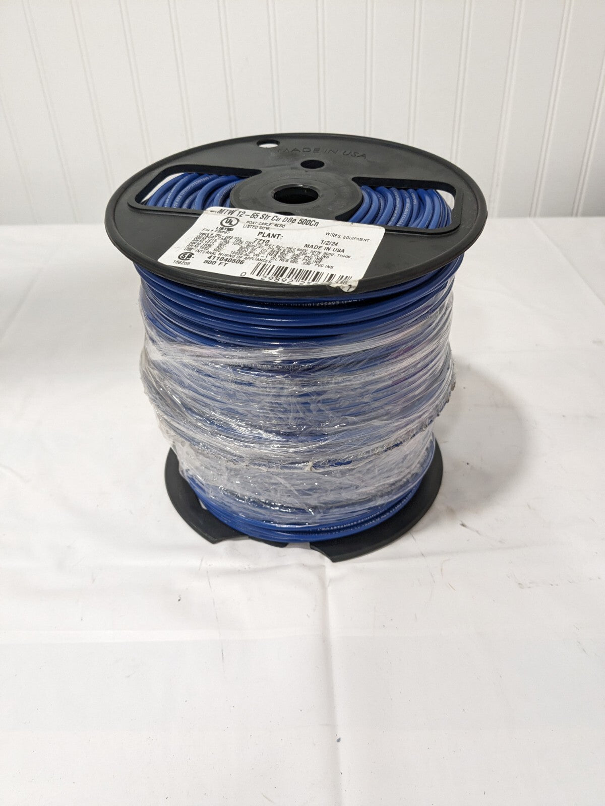 SOUTHWIRE Machine Tool Wire: 12 AWG, Blue, 500' Long, PVC 411040506