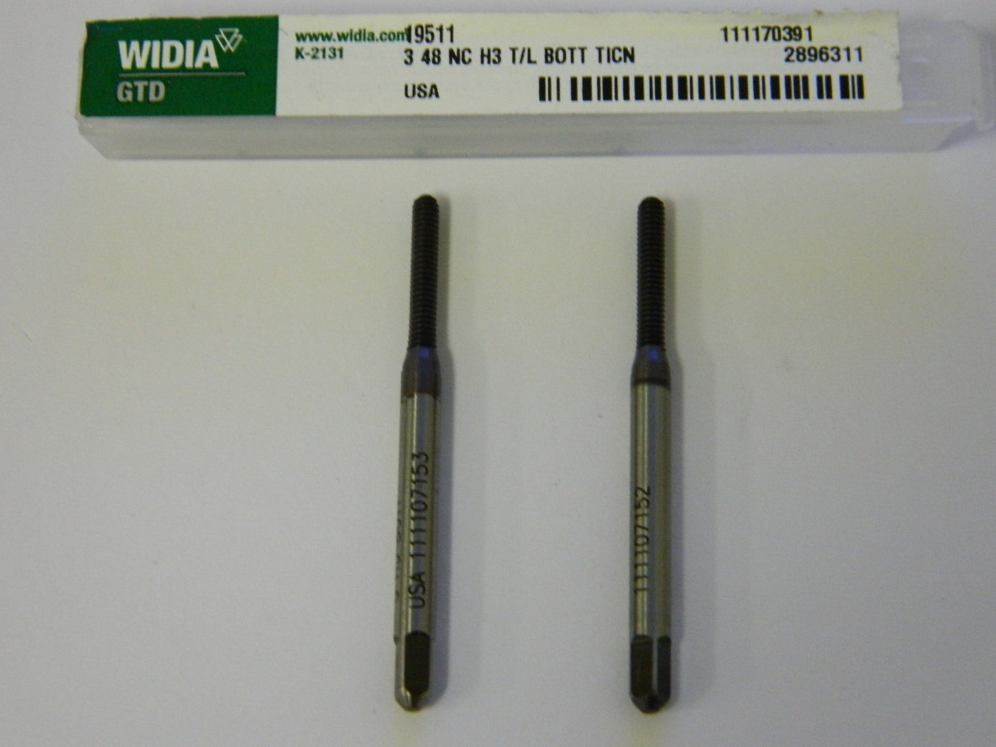 Widia Thread Forming Bottoming Tap 3-48 NC H3 HSS #19511 - 1 Lot of 2