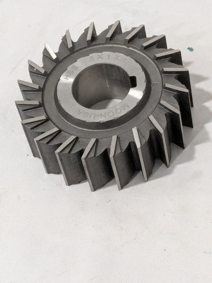 Moon Side Milling Cutter: 3" Diam X 1" Width X 1" Arbor Hole, 20 Teeth SM3100