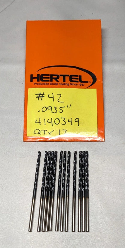 HERTEL Jobber Length Drill Bit Cobalt #42 (0.0935) Dia 135 deg *QTY 12* 4140349