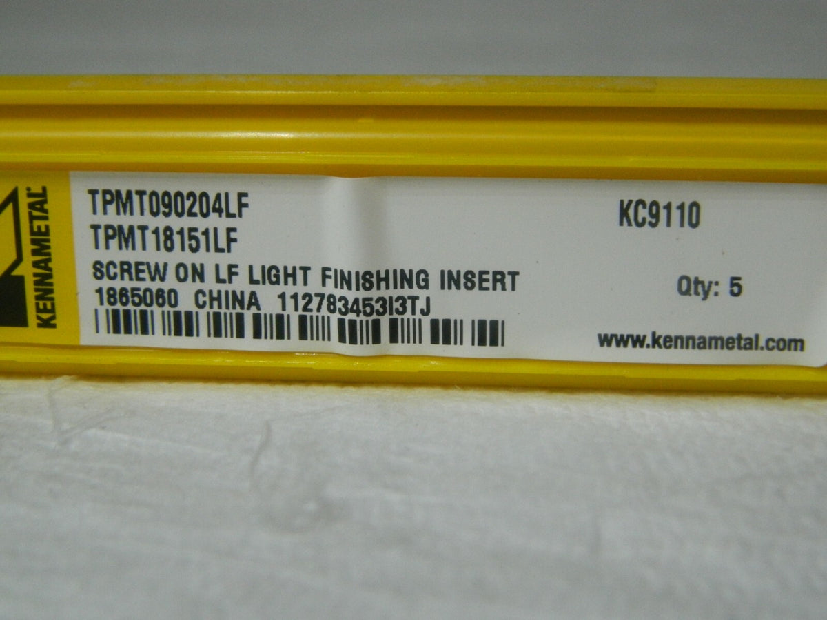 Kennametal Carbide Turning Insert TPMT1.81.51 LF KC9110 QTY 5 1865060