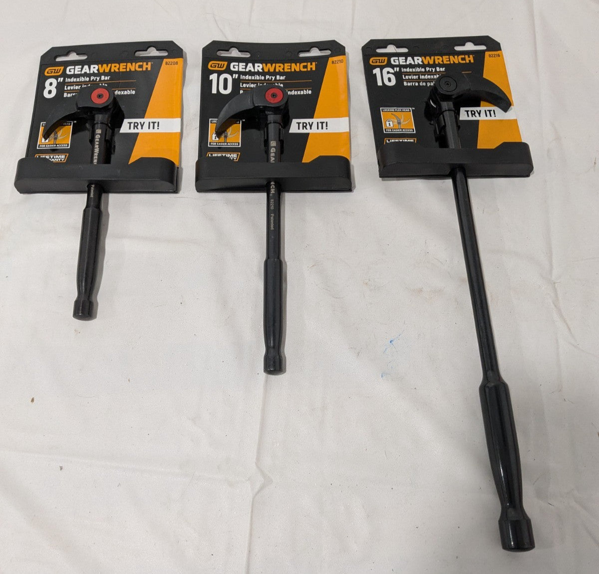 GEARWRENCH 3 Pc Indexing Pry Bar Set 8", 10" & 16" 82301D