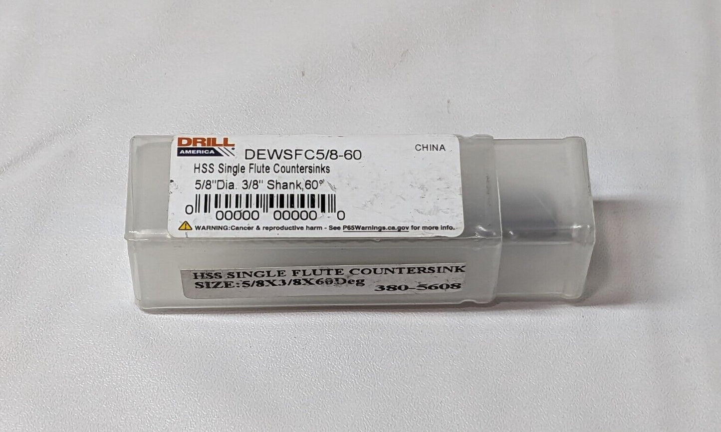 Drill AmericaCountersink 5/8-60 HSS Single Flute DEWSFC5/8-60