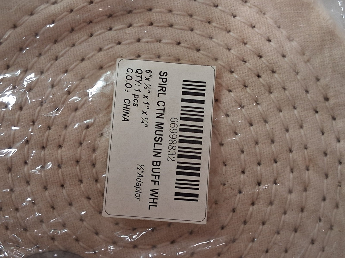 QTY 11 Cotton Muslin Spiral Sewn Buffing Wheel 6" x 1/2" x 1" x 1