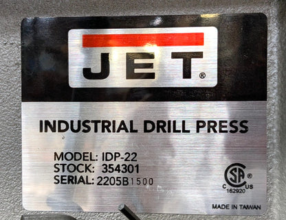 JET IDP-22 Drill Press  22" Swing  115V  1-1/2hp  *Never Used / Shipping Damage*