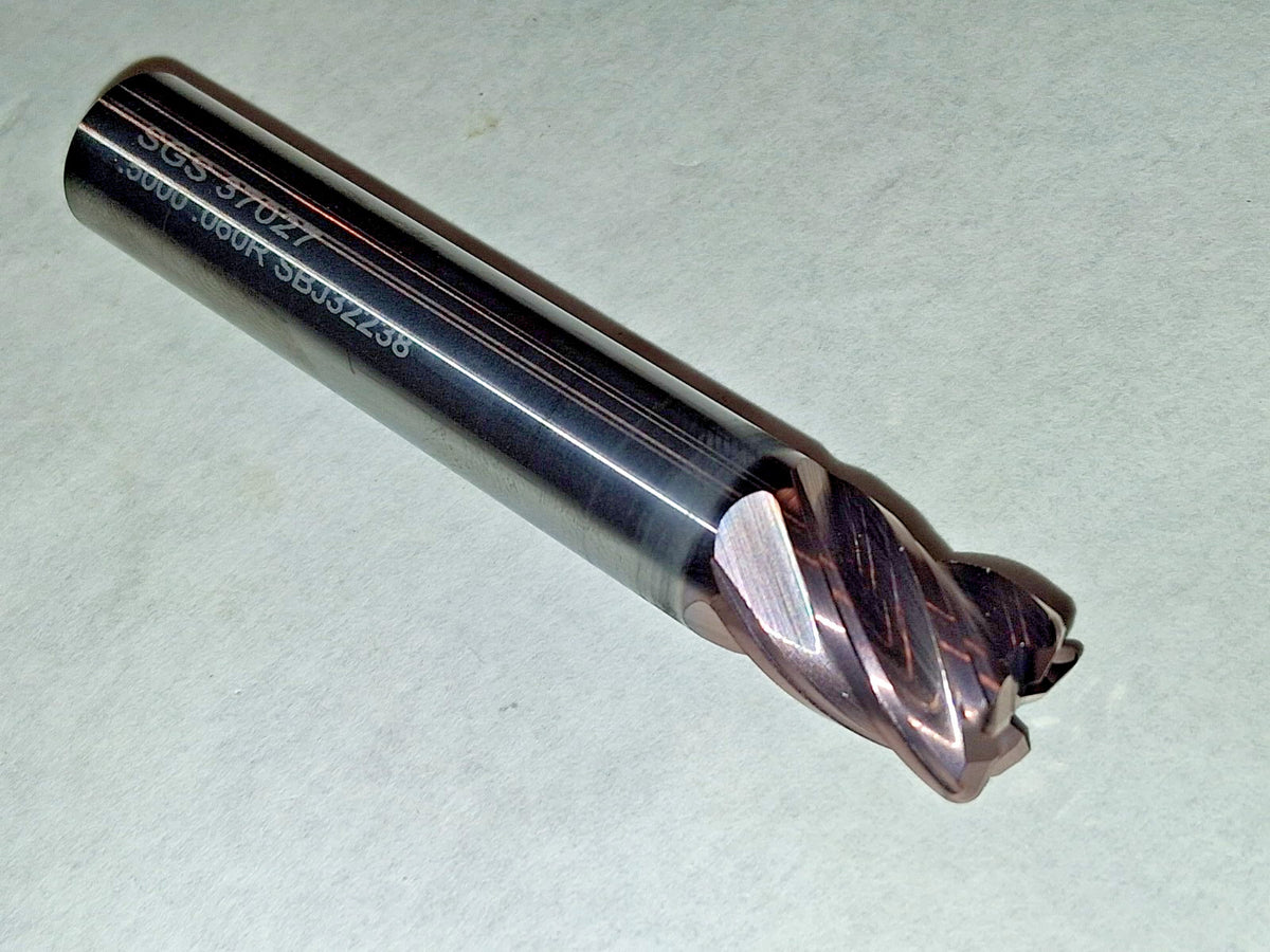 SGS Roughing End Mill 1/2" Dia 0.0600" Corner Radius Carbide 3" OAL 37027