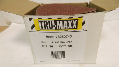 Tru-Maxx 5" Diam 36 Grit Aluminum Oxide Adhesive PSA Disc Qty 50 78280740