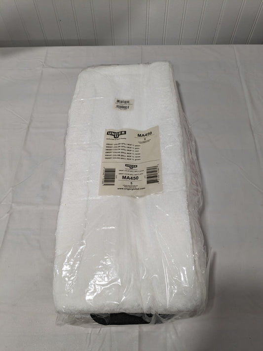 UNGER 16" Wet Mop Pad: Quick Change, Medium, White Mop, Microfiber Qty 5 MA450