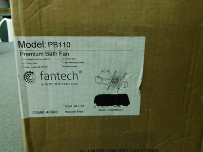 Fantech Enclosed Exhaust Fan 4" Blade Direct Drive 0.027 hp 100 CFM PB110