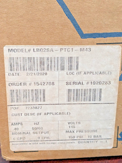 PULSAtron Series A Plus Metering Pump 6 GPD 150 PSI 115V LB02SA-PTC1-M43