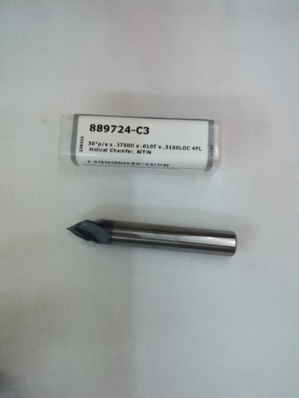 HARVEY TOOL Chamfer Mill: 3/8" Dia, 4 Fl 889724-C3