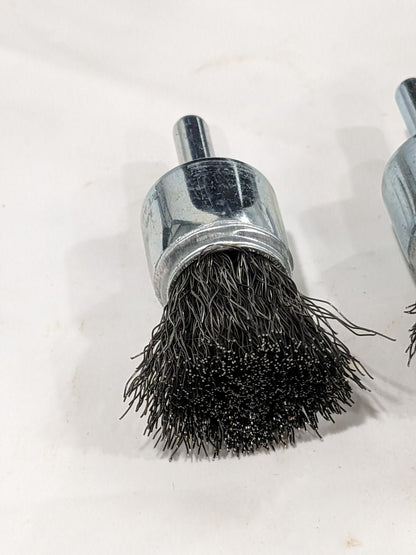 WEILER End Brushes: 3/4" Dia, Steel, Crimped Wire 22,000 Max RPM Qty 3 9037