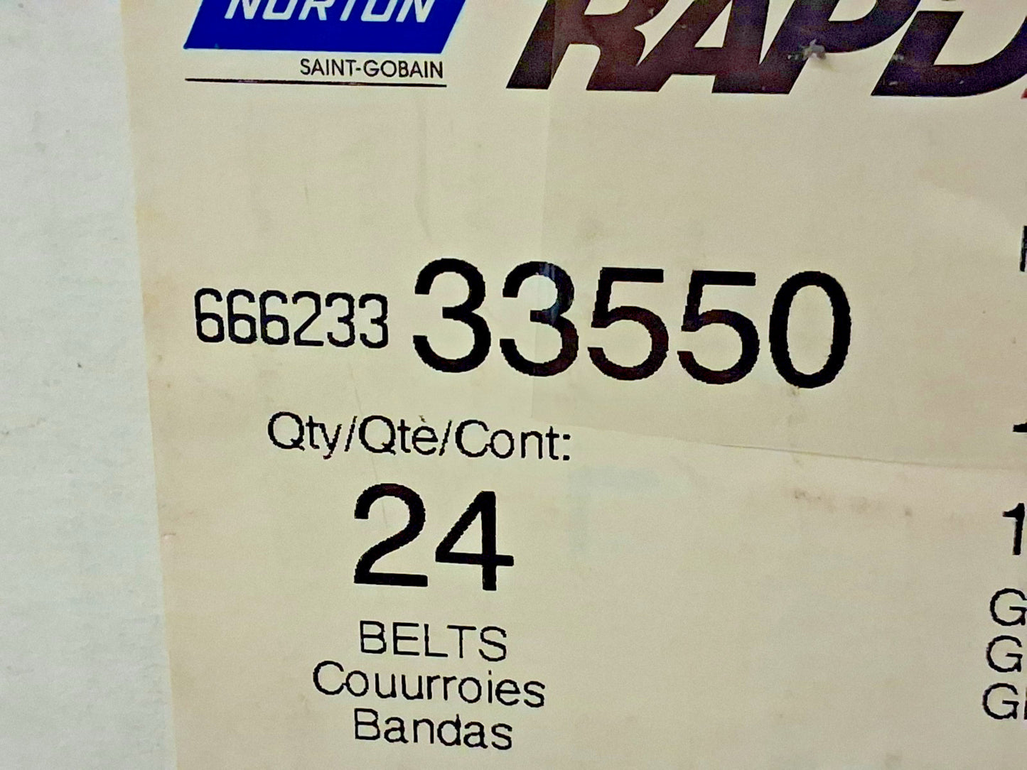Norton Abrasives Surface Conditioning Belts QTY24 1/2" W 12" L 66623333550