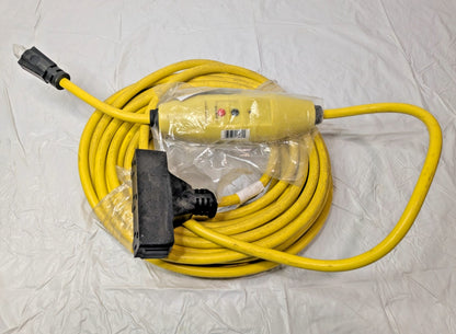 Tower MFG 50 Ft Auto-Reset 15A Inline GFCI Triple Tap Cord Yellow 30438303-01
