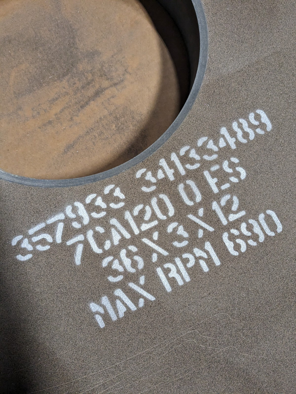 Radiac Surface Grinding Wheel 36" Diameter 3" Thick 690 RPM Max. 120 G