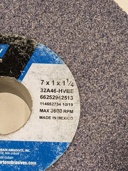 NORTON Surface Grinding Wheel 7" Dia, 1" Thick, 1-1/4" Arbor, 46G 66252942513